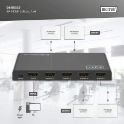 Rozdzielacz/Splitter DIGITUS HDMI 1x4, 4K/60Hz UHD z HDR, 18… | PartsPC.pl