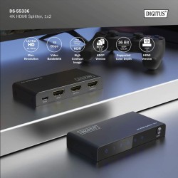 Rozdzielacz/Splitter DIGITUS HDMI 1x2, 4K/60Hz UHD z HDR, 18… | PartsPC.pl