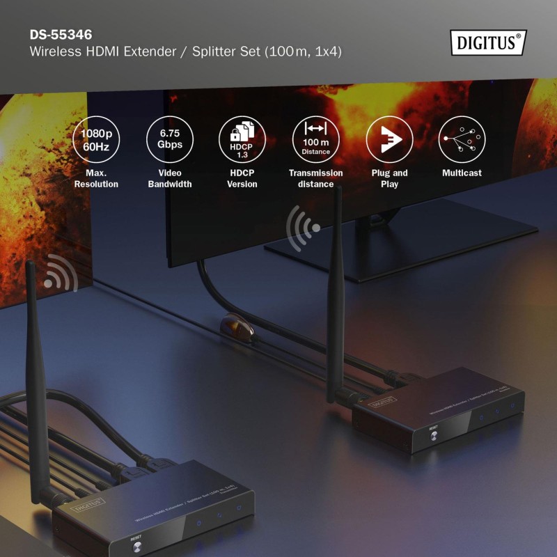 Przedłużacz/Extender splitter DIGITUS HDMI bezprzewodo... | PartsPC.pl