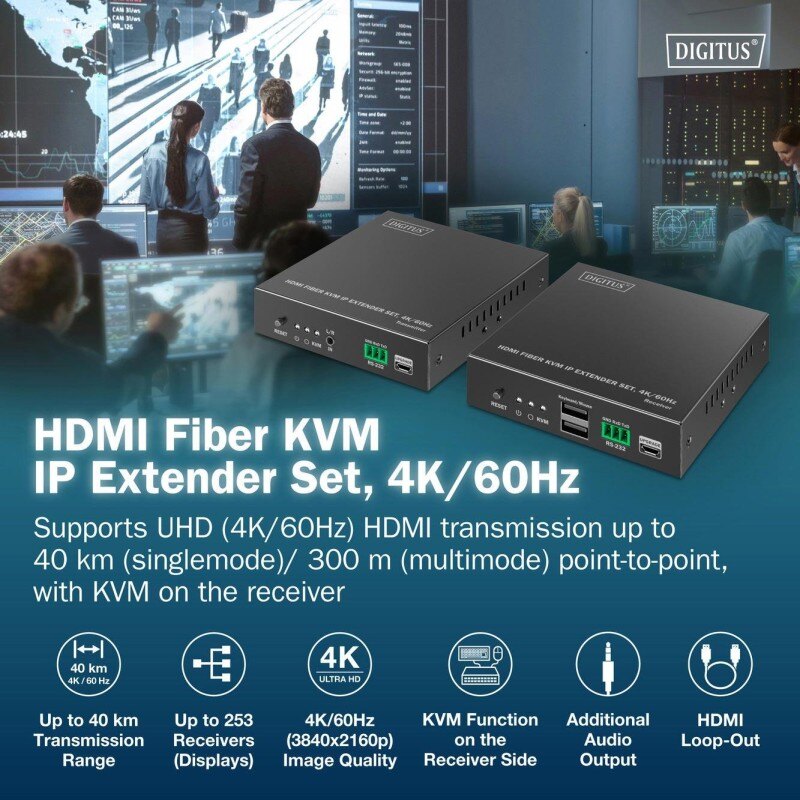 Przedłużacz/Extender światłowodowy DIGITUS KVM HDMI+USB 1.1 … | PartsPC.pl