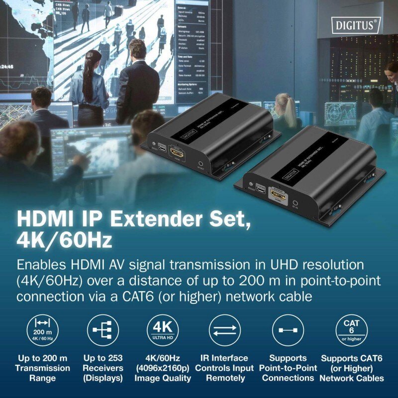 Przedłużacz/Extender DIGITUS HDMI 120/200m po kat.6 UTP/IP 4… | PartsPC.pl