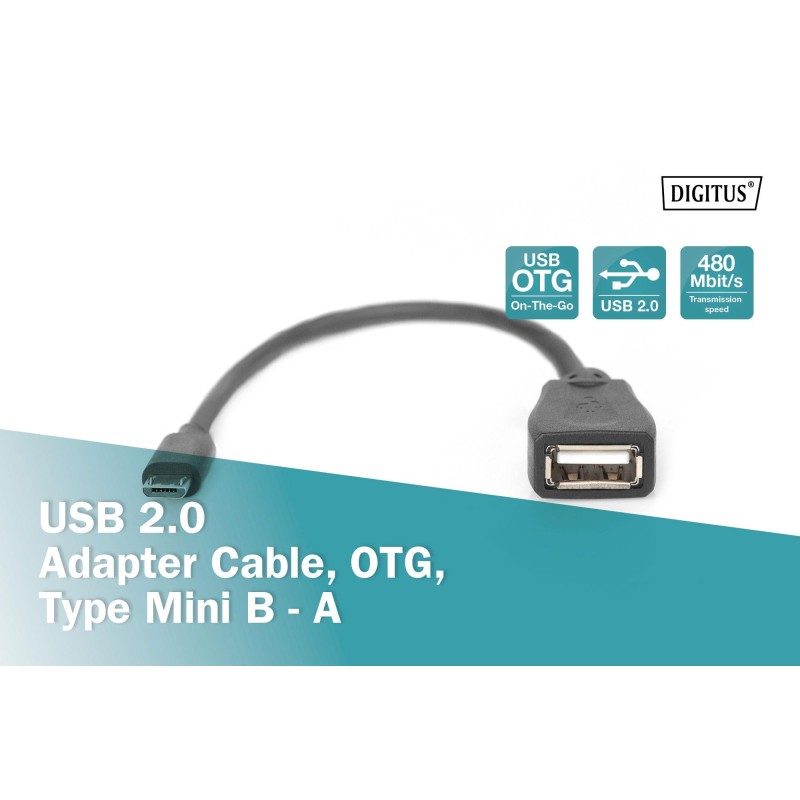 Kabel adapter USB 2.0 DIGITUS HighSpeed OTG Typ miniUSB B/US… | PartsPC.pl