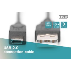 Kabel USB2.0 DIGITUS AK-300130-010-S Canon USB A/miniUSB B 1… | PartsPC.pl