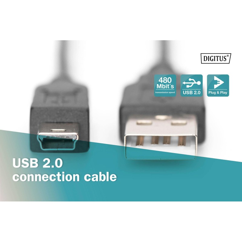 Kabel USB2.0 DIGITUS AK-300130-010-S Canon USB A/miniUSB B 1… | PartsPC.pl
