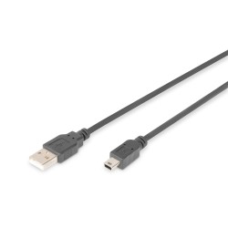 Kabel USB DIGITUS 2.0 A/M - mini B/M, 1m czarny | PartsPC.pl