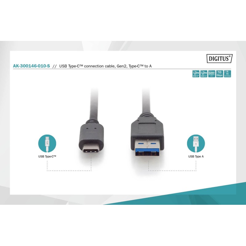 Kabel DIGITUS USB 3.1 Gen.2 SuperSpeed+ 10Gbps Typ USB C/A M… | PartsPC.pl
