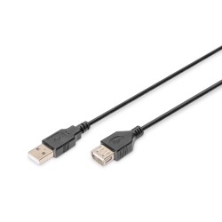 Przedłużacz USB 2.0 DIGITUS A/M - A/Ż, 3,0m, czarny | PartsPC.pl