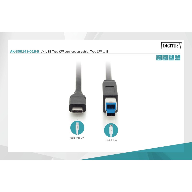Kabel DIGITUS USB 3.0 SuperSpeed 5Gbps Typ USB C/B M/M Power… | PartsPC.pl