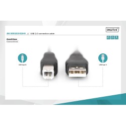 Kabel drukarkowy DIGITUS USB 2.0 A/M - B/M, 1,8m czarny | PartsPC.pl