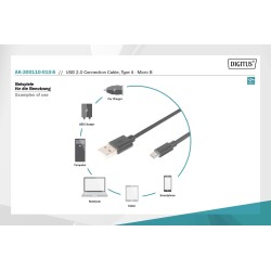 Kabel USB DIGITUS 2.0, typ A - B micro, 1m czarny | PartsPC.pl