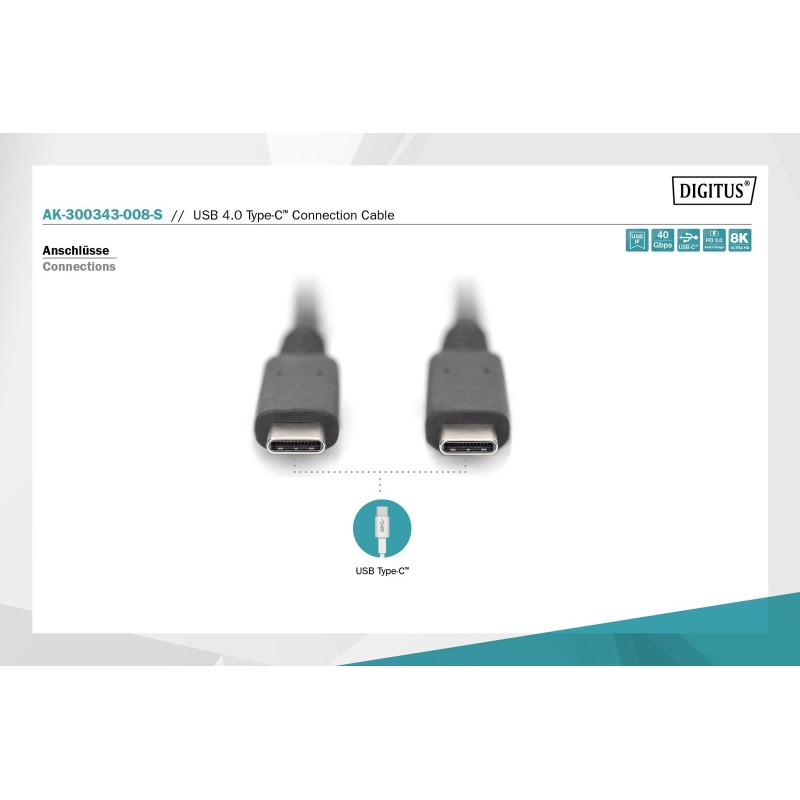Kabel USB 4.0 DIGITUS Typ USB C/USB C M/M 40Gbps PD 3.1 240W… | PartsPC.pl