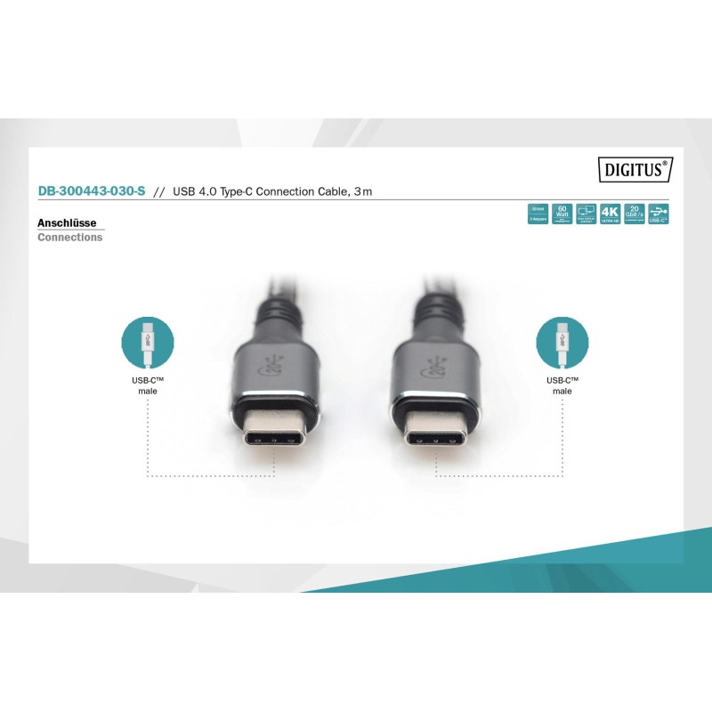 Kabel połączeniowy DIGITUS PREMIUM USB 4.0 Typ USB C/USB C M… | PartsPC.pl