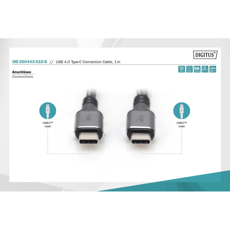 Kabel połączeniowy DIGITUS PREMIUM USB 4.0 Typ USB C/USB C M… | PartsPC.pl