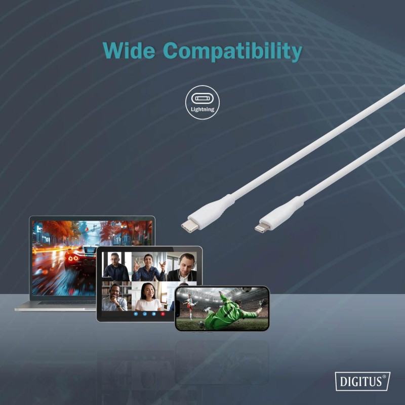 Kabel zasilający DIGITUS silikonowy USB-C - Lightning, USB 2… | PartsPC.pl