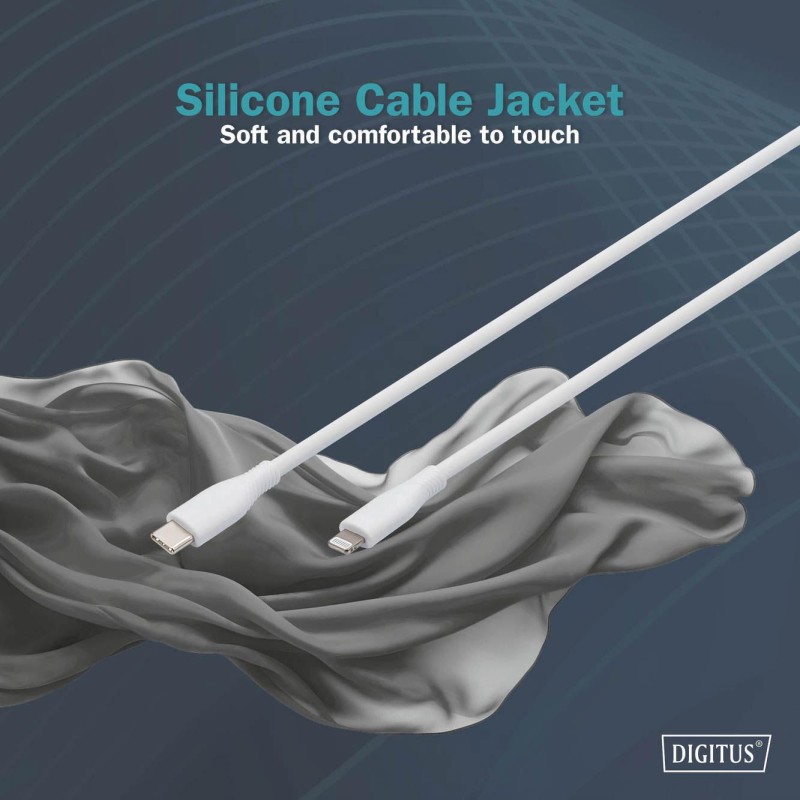 Kabel zasilający DIGITUS silikonowy USB-C - Lightning, USB 2… | PartsPC.pl
