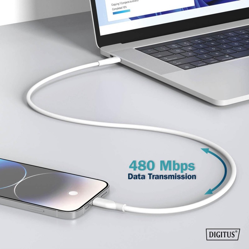 Kabel zasilający DIGITUS silikonowy USB-C - Lightning, USB 2… | PartsPC.pl