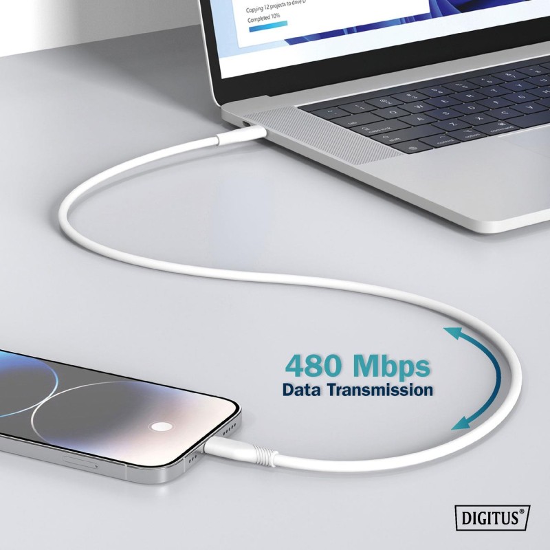 Kabel zasilający DIGITUS silikonowy USB-A - Lightning, USB 2… | PartsPC.pl