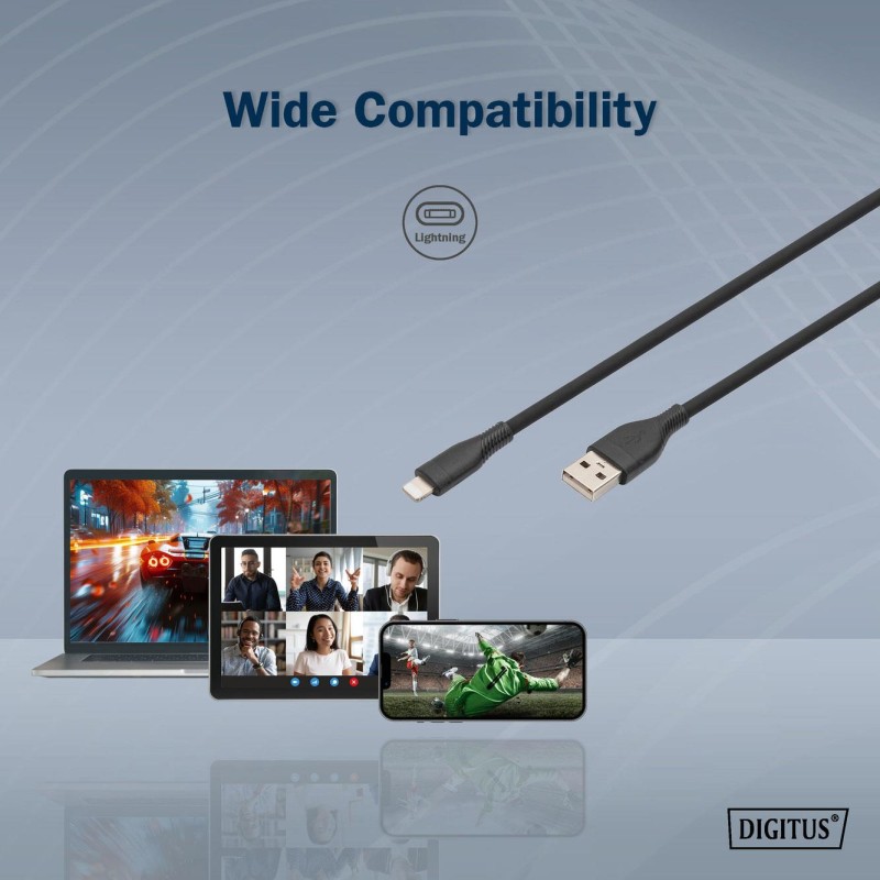 Kabel zasilający DIGITUS silikonowy USB-A - Lightning, USB 2… | PartsPC.pl