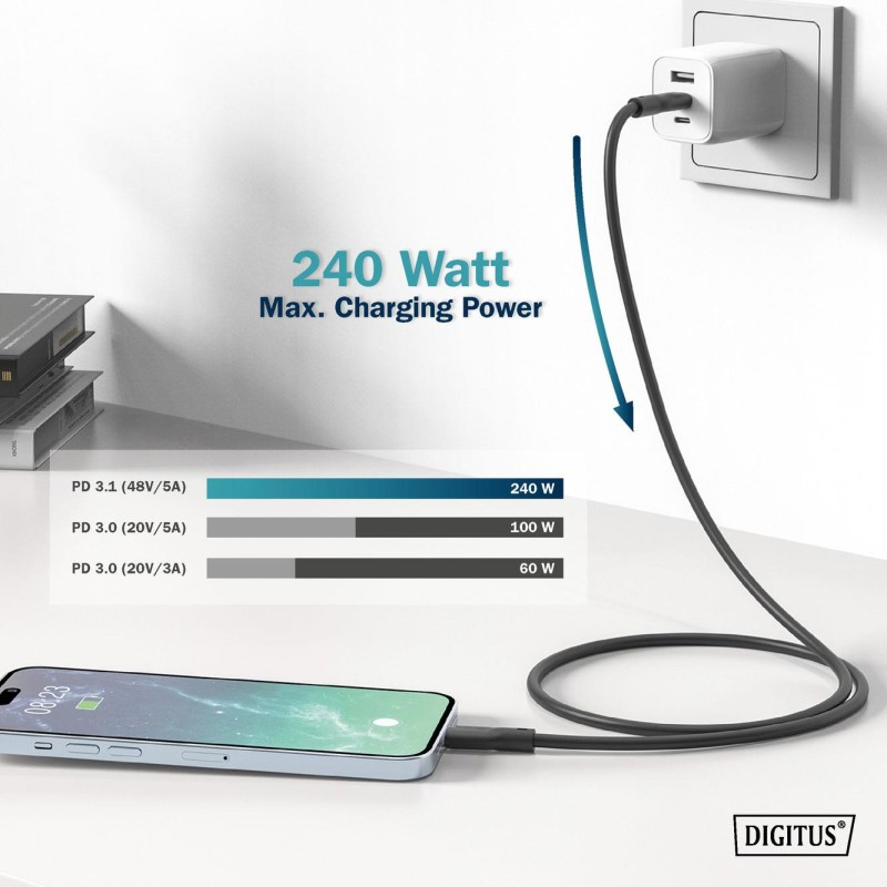 Kabel połączeniowy DIGITUS silikonowy USB-C - USB-C, USB... | PartsPC.pl