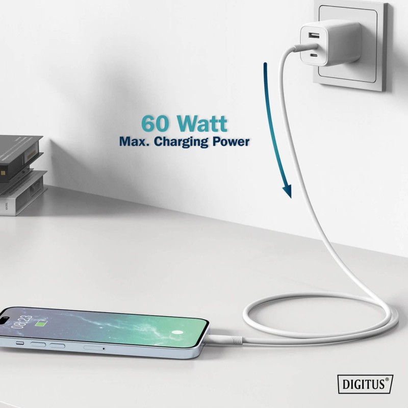 Kabel zasilający DIGITUS silikonowy USB-C - USB-C, USB 2.0 6… | PartsPC.pl