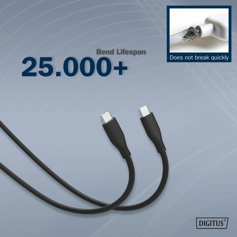 Kabel zasilający DIGITUS silikonowy USB-C - USB-C, USB 2.0 6… | PartsPC.pl