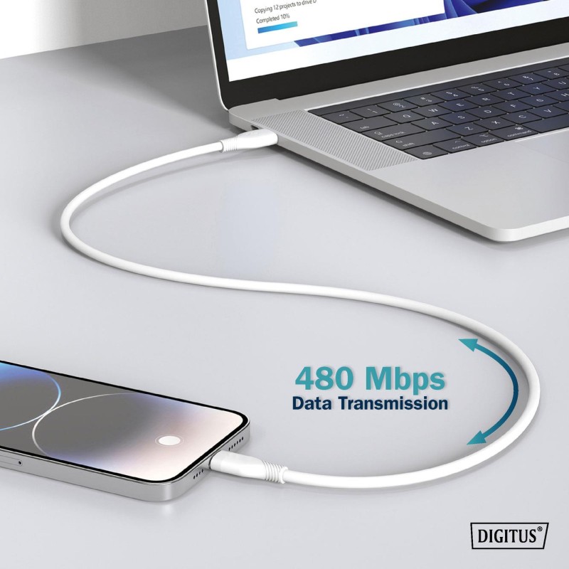 DIGITUS kabel USB-C AK-300340-020-W – Długość: 2 m
