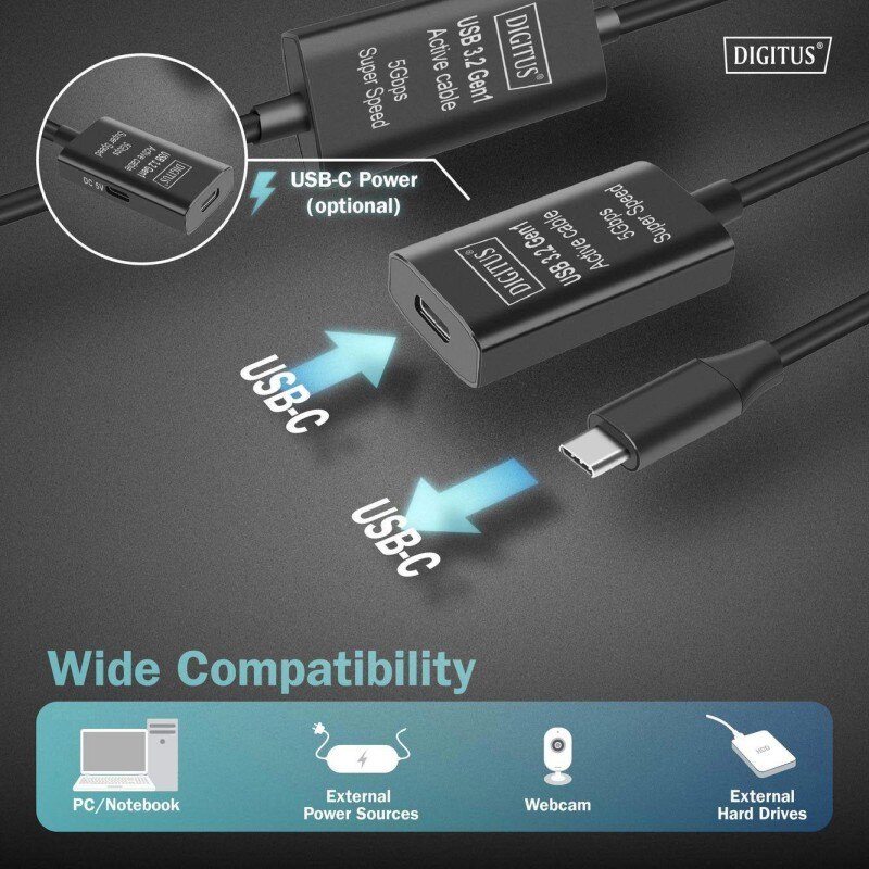 Kabel przedłużający aktywny DIGITUS DA-73109, USB 3.2 Gen1, … | PartsPC.pl
