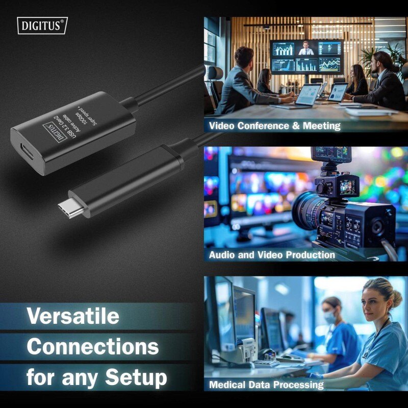 Kabel przedłużający aktywny DIGITUS DA-73112, USB 3.2 Gen2, 10Gbps, USB-C -