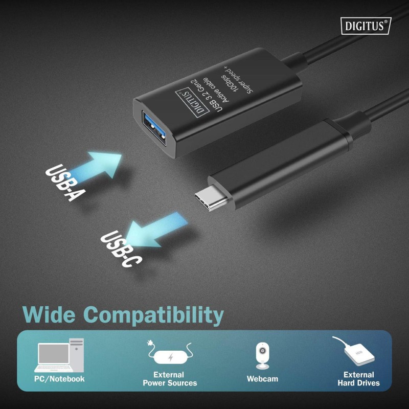 Kabel przedłużający aktywny DIGITUS DA-73113, USB 3.2 Gen2, … | PartsPC.pl
