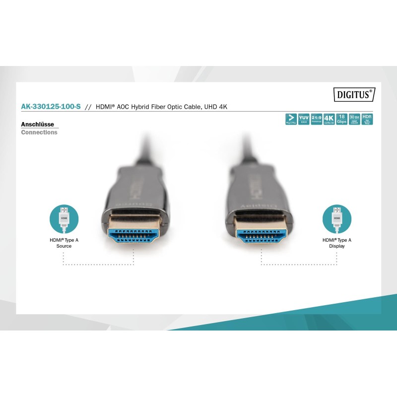 Kabel DIGITUS połączeniowy hybrydowy AOC HDMI 2.0 Premium Hi… | PartsPC.pl