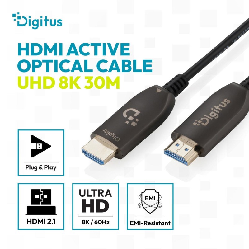 Kabel DIGITUS połączeniowy hybrydowy AOC HDMI 2.1 Ultra High Speed 8K60Hz