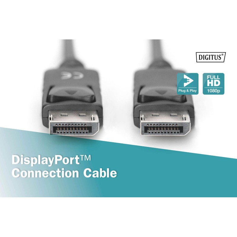 Kabel DisplayPort DIGITUS z zatrzaskami 1080p 60Hz FHD Typ D… | PartsPC.pl
