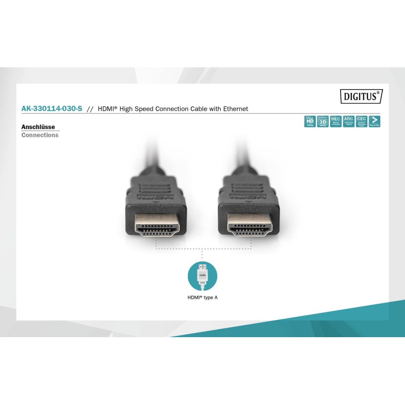 Kabel HDMI DIGITUS AK-330114-030-S Highspeed 1.4 z Eth. HDMI… | PartsPC.pl