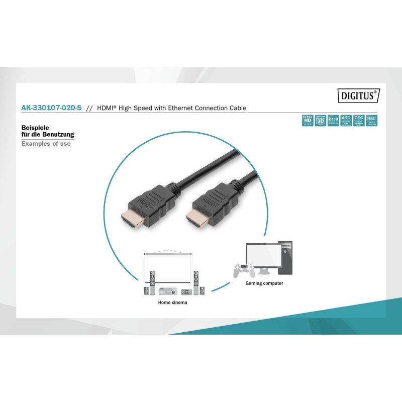 Kabel DIGITUS połączeniowy HDMI 2.0 Premium High Speed Ether… | PartsPC.pl