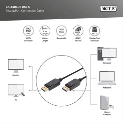 Kabel DisplayPort DIGITUS z zatrzaskami 1080p 60Hz FHD Typ D… | PartsPC.pl