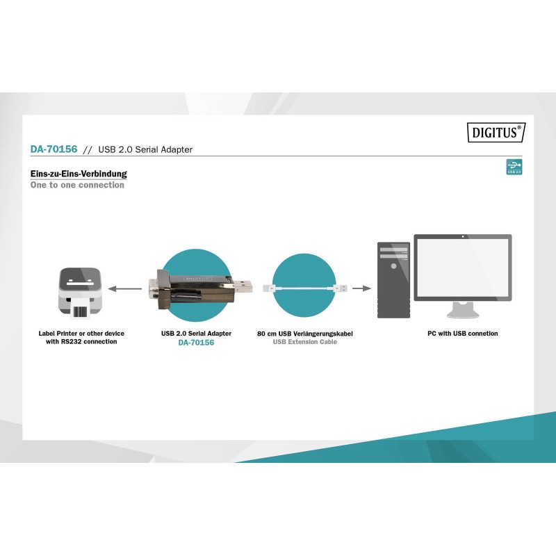 Konwerter DIGITUS DA-70156 USB 2.0/RS232 M/M | PartsPC.pl