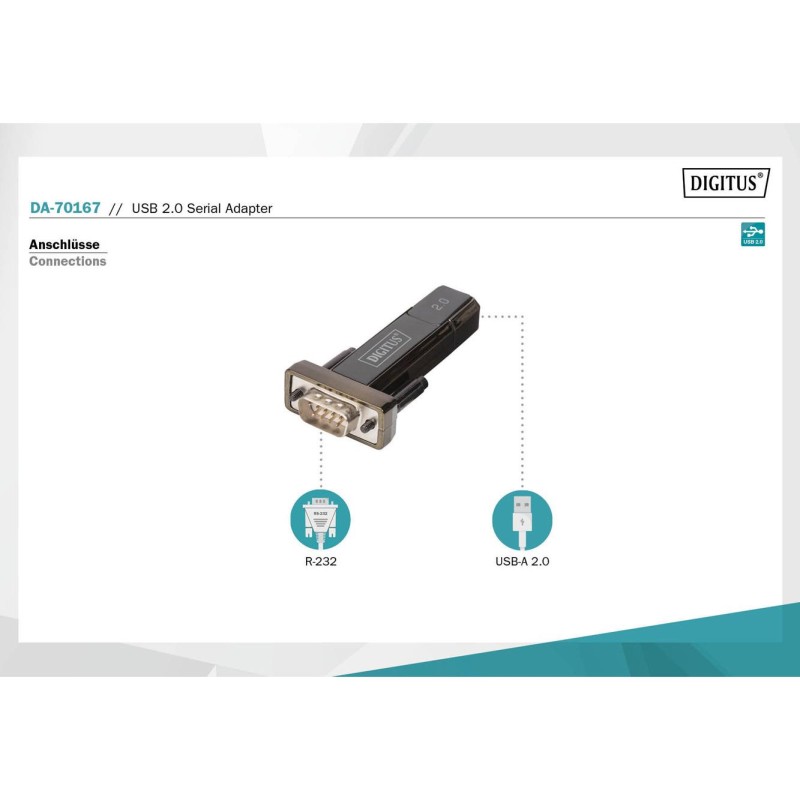 Konwerter(Adapter) DIGITUS DA-70167 USB 2.0 do RS232 (DB9) z… | PartsPC.pl