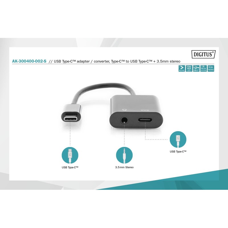 Kabel DIGITUS USB 3.1 Typ C Gen.2 SuperSpeed+ 10Gbps MiniJac… | PartsPC.pl
