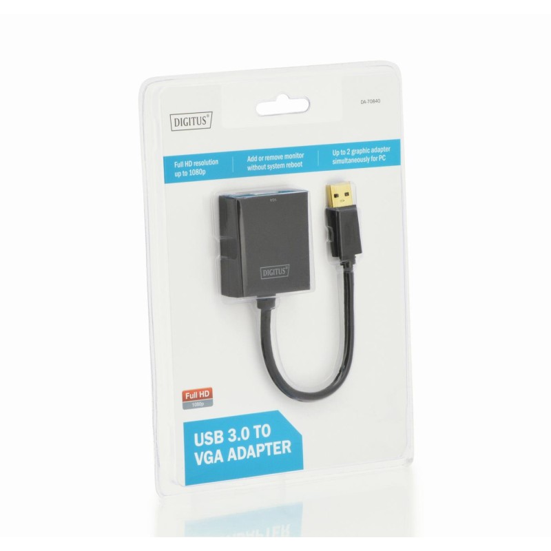 Kabel adapter DIGITUS VGA 1080p FHD na USB 3.0 aluminiowy | PartsPC.pl