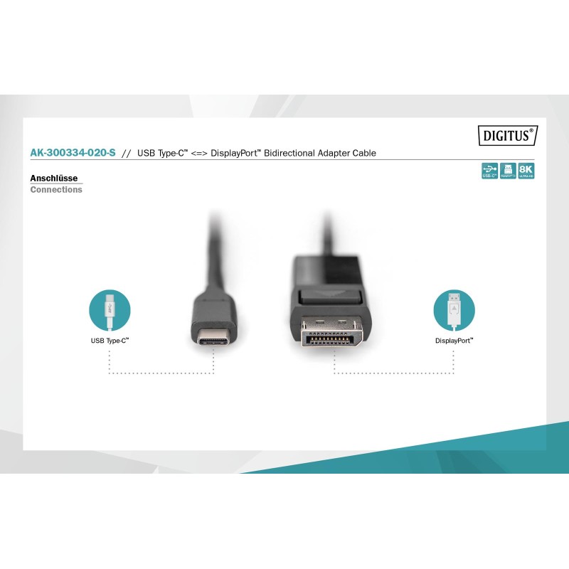Kabel adapter DIGITUS 8K 30Hz USB Typ C/DisplayPort... | PartsPC.pl