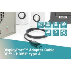 Kabel adapter DIGITUS DisplayPort 1.2 4K 60Hz UHD Typ DP/HDM… | PartsPC.pl