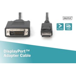 Kabel adapter DIGITUS DisplayPort z zatrzaskiem 1080p 60Hz F… | PartsPC.pl
