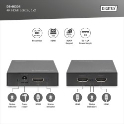 Splitter HDMI DIGITUS DS-46304 2-portowy, 4096x2160p 4K UHD … | PartsPC.pl