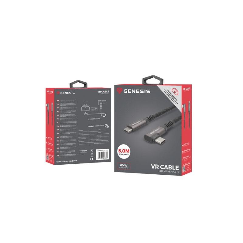 Kabel Genesis USB-C M/M 3.1 Gen 2 5M 10GB/S PD 60W VR Czarny… | PartsPC.pl