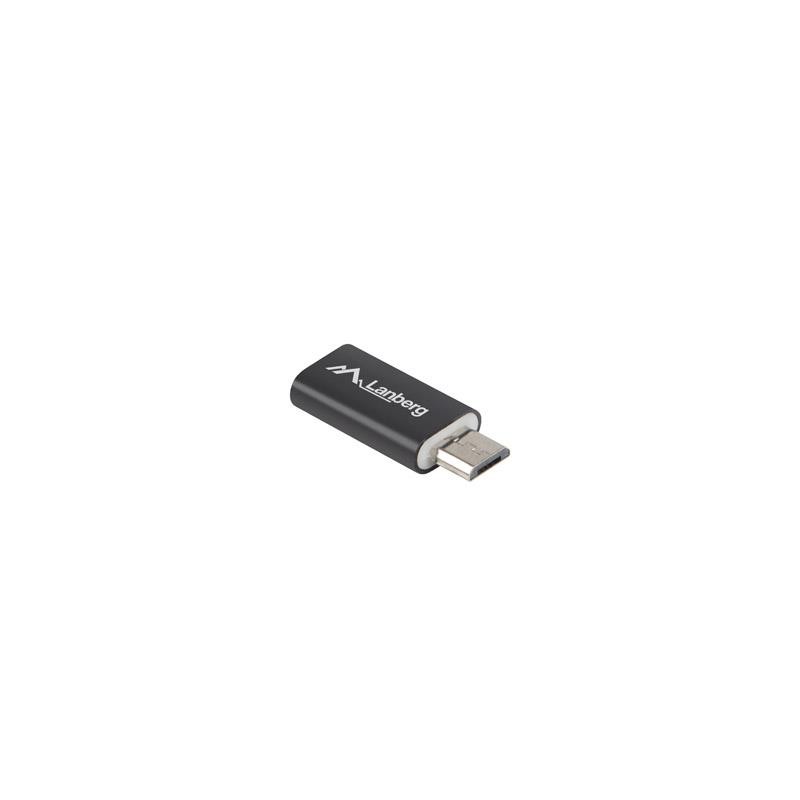 Adapter Lanberg USB type-C(F) - micro USB-B(M) czarny | PartsPC.pl