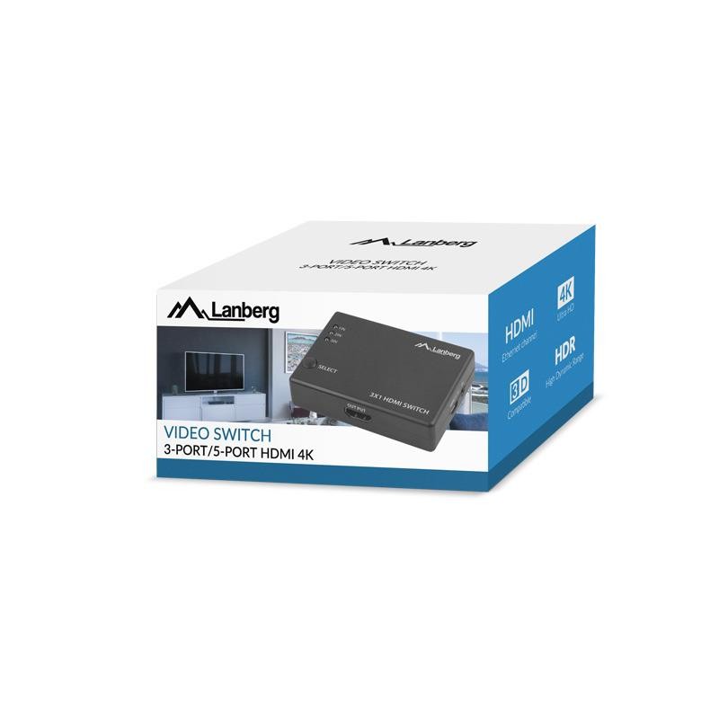 Switch HDMI Lanberg 3x HDMI + port micro USB czarny | PartsPC.pl