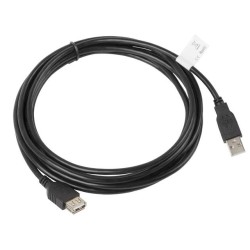 Przedłużacz USB 2.0 Lanberg AM-AF 3m czarny | PartsPC.pl