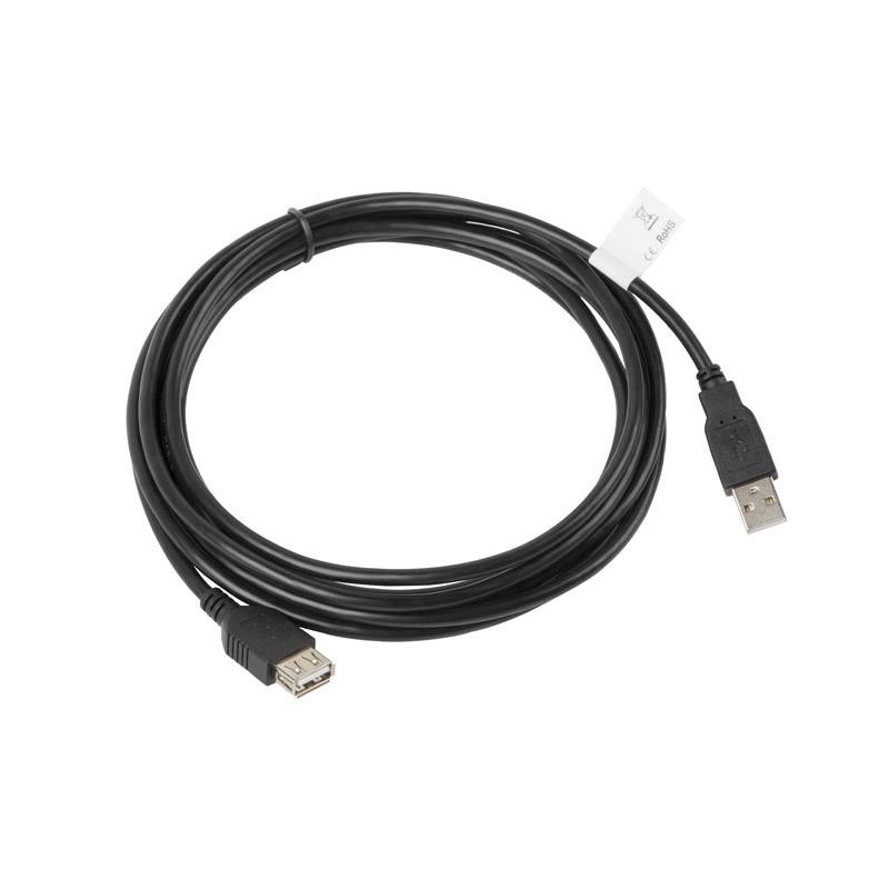 Przedłużacz USB 2.0 Lanberg AM-AF 3m czarny | PartsPC.pl