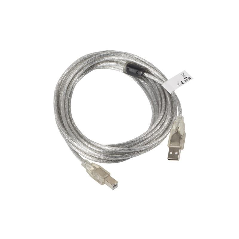 Kabel USB 2.0 Lanberg AM-BM Ferryt 5m przezroczysty | PartsPC.pl
