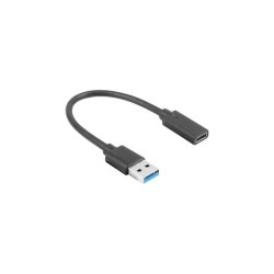Kabel USB 3.1 Lanberg USB type-C(F) 3.1 - USB-A(M) 0,15m cza… | PartsPC.pl